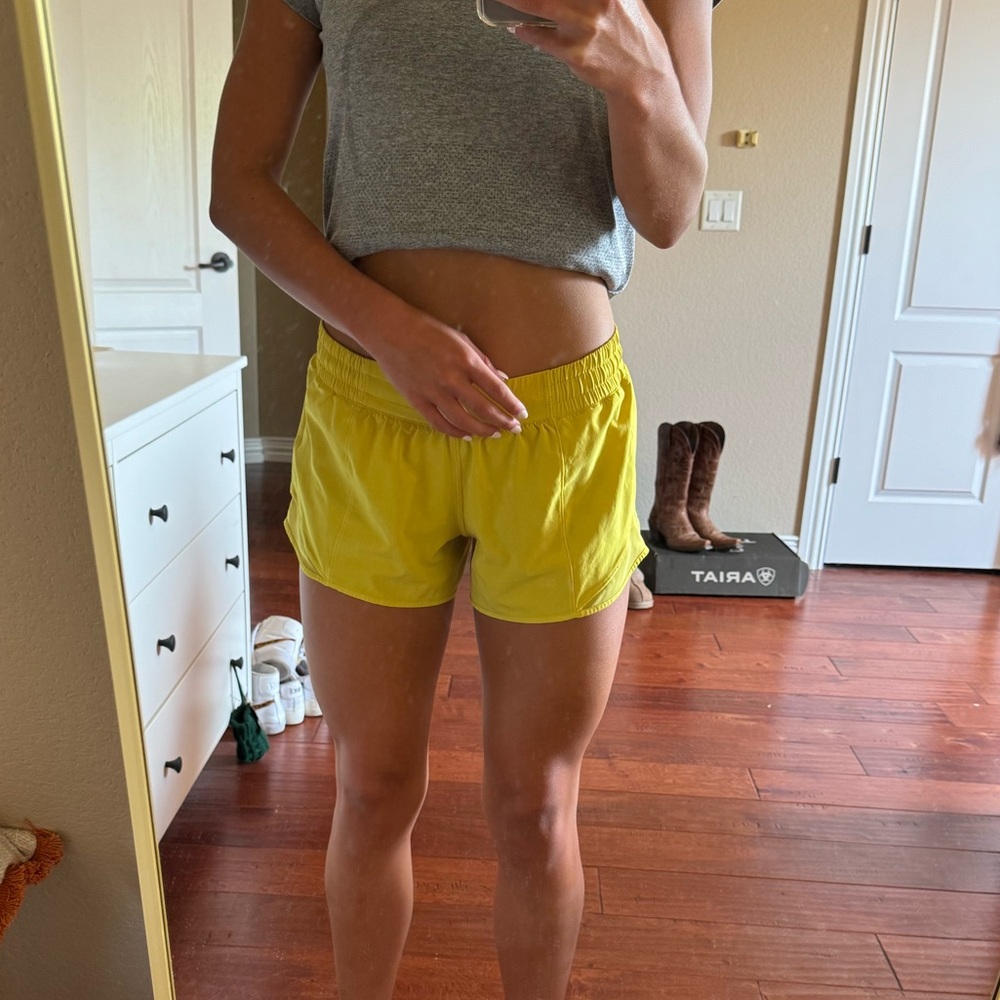 Lululemon hotty hot shorts, size 8 tall, yellow